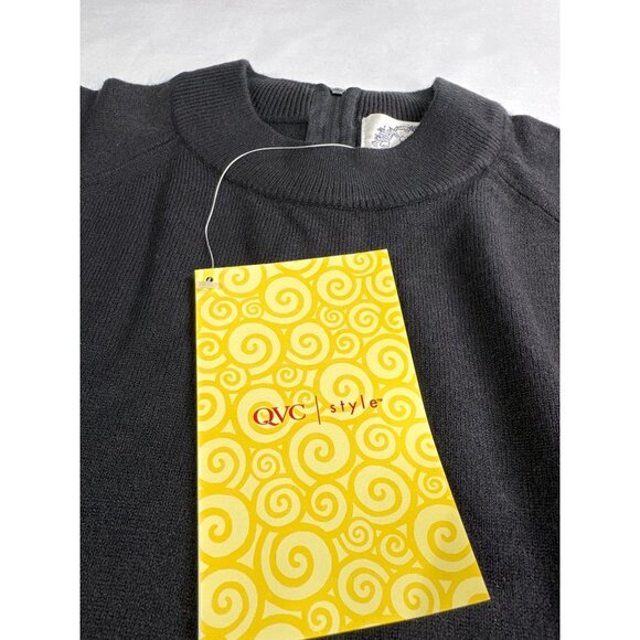 Vintage Stitches In Time Womens M Black Pullover Sweater Crew Neck Zip Back QVC - Picture 5 of 10